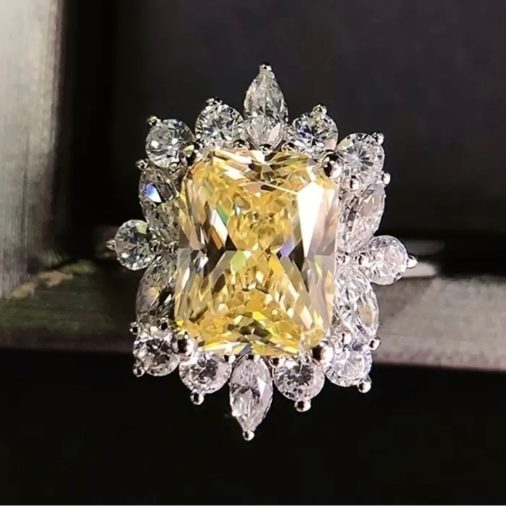 YELLOW zircon sparkle ring